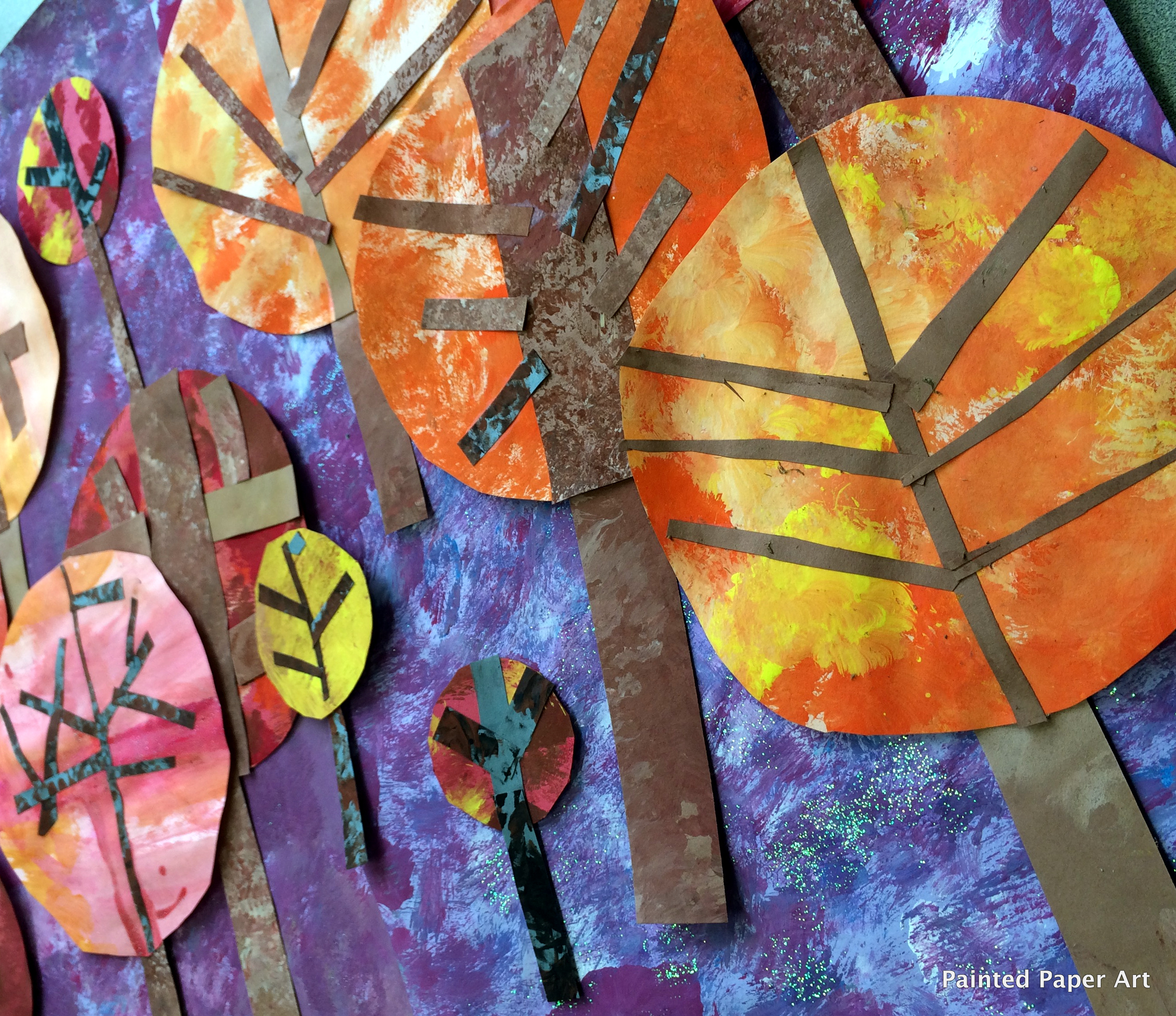 Painted Paper Circle Trees