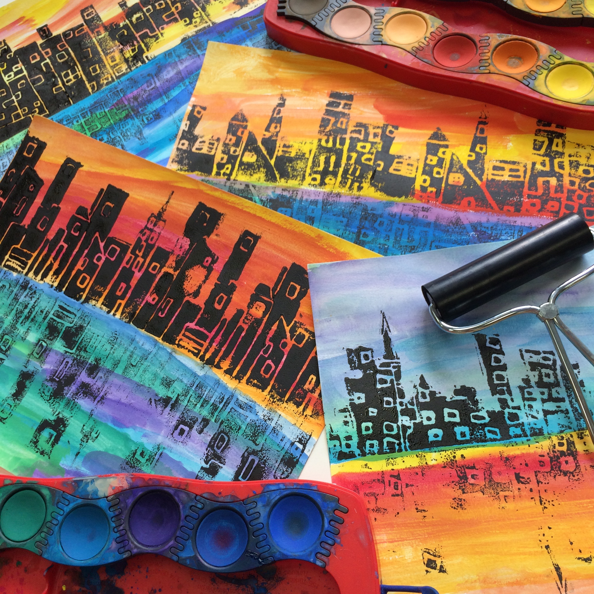 Printmaking I : City Skylines with Reflections