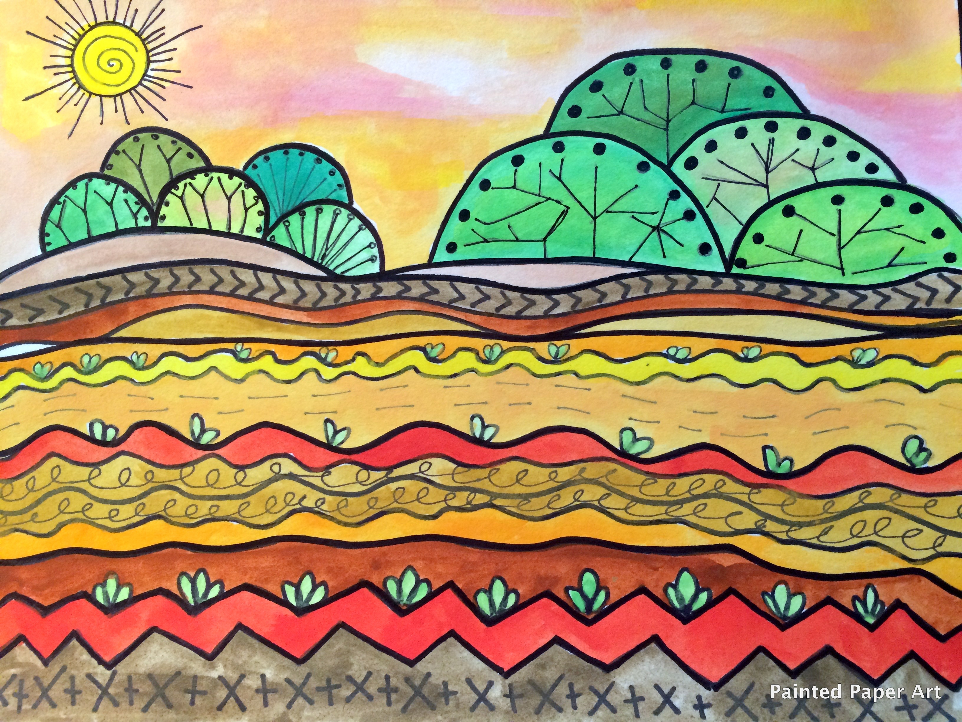 Lines and Landscapes – Painted Paper Art