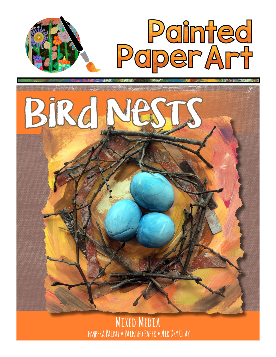 Bird Nests Painted Paper Art