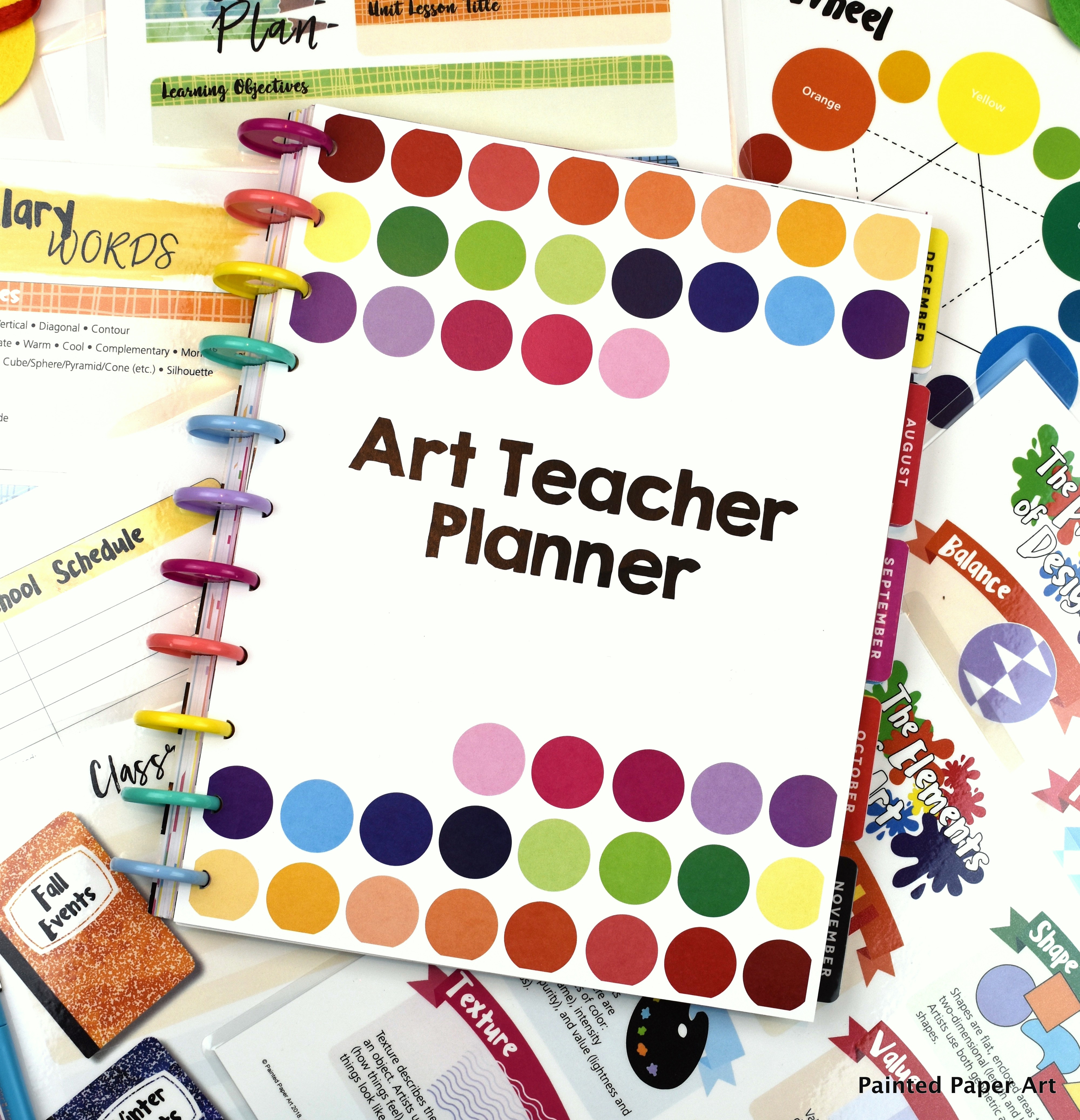 Painted Paper Art’s Full Color K-12 Art Teacher Planner