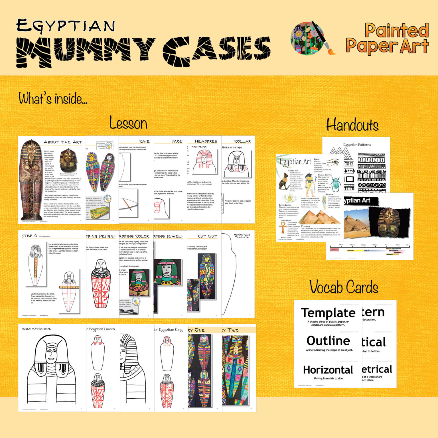 Art History Egyptian Mummy Cases Painted Paper Art
