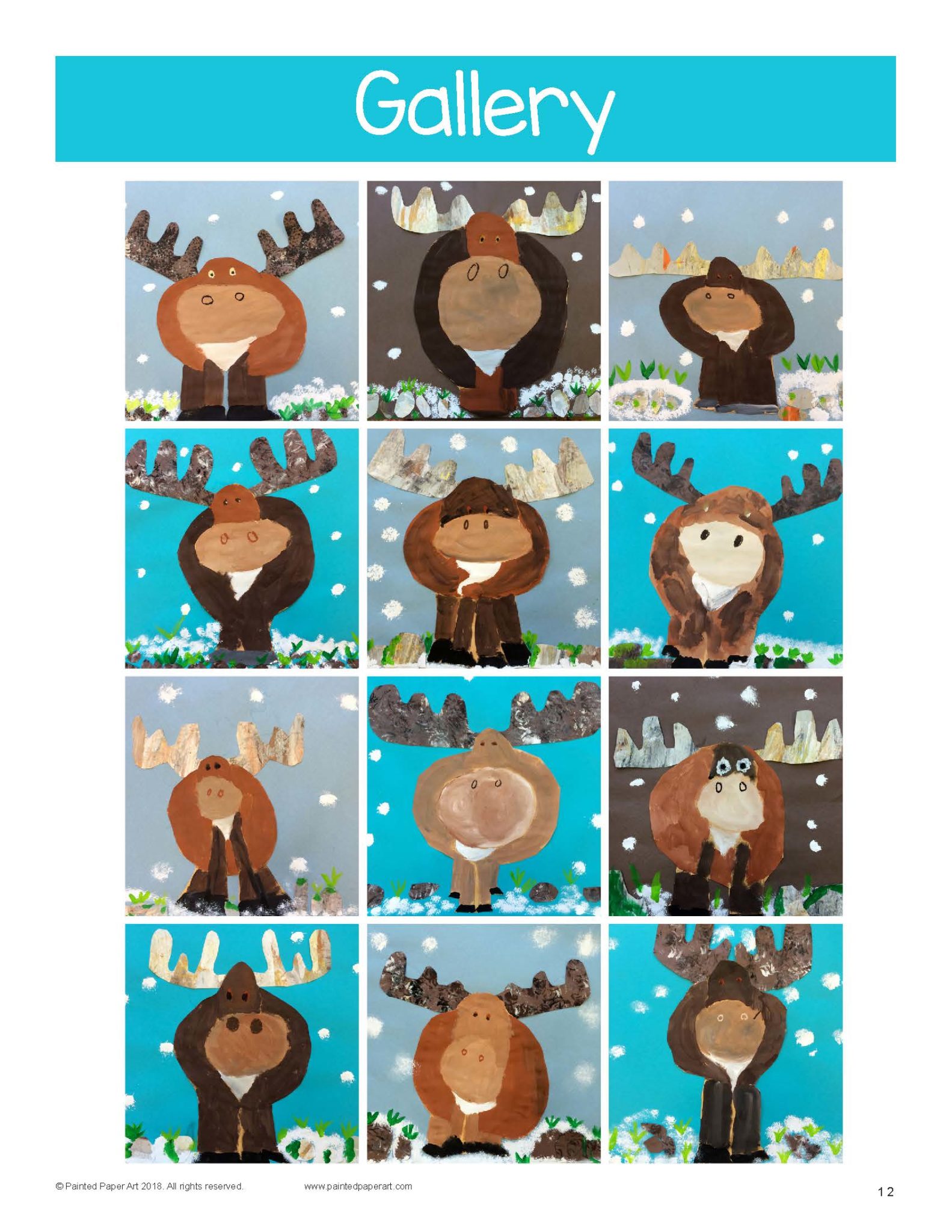 Woodland Animals Moose Painted Paper Art