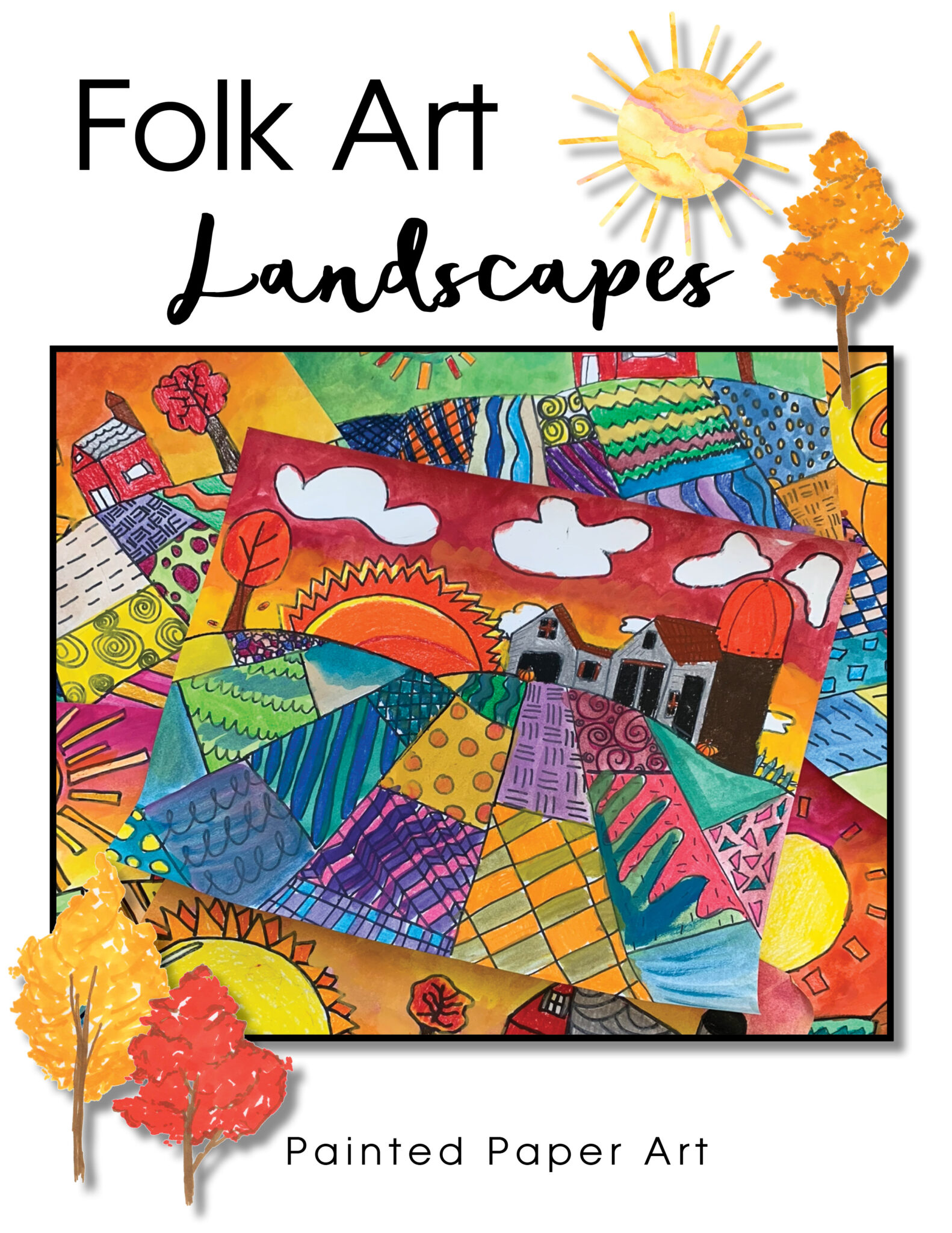 Folk Art Landscapes Painted Paper Art
